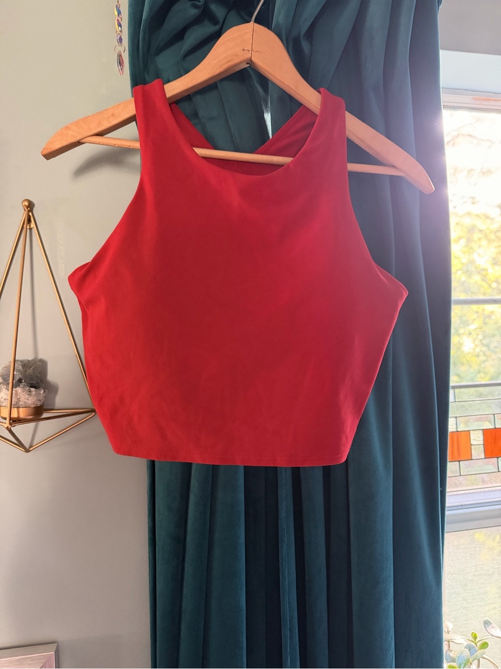 Athleta Red High Neck Cropped Workout Tank Top Size Medium